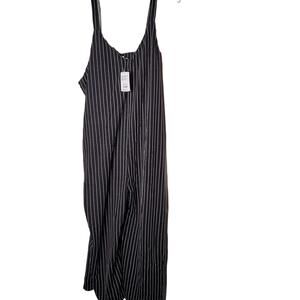 Simple Suzanne Betro Sleeveless V-Neck Jumpsuit Striped Black/White Size 4X
